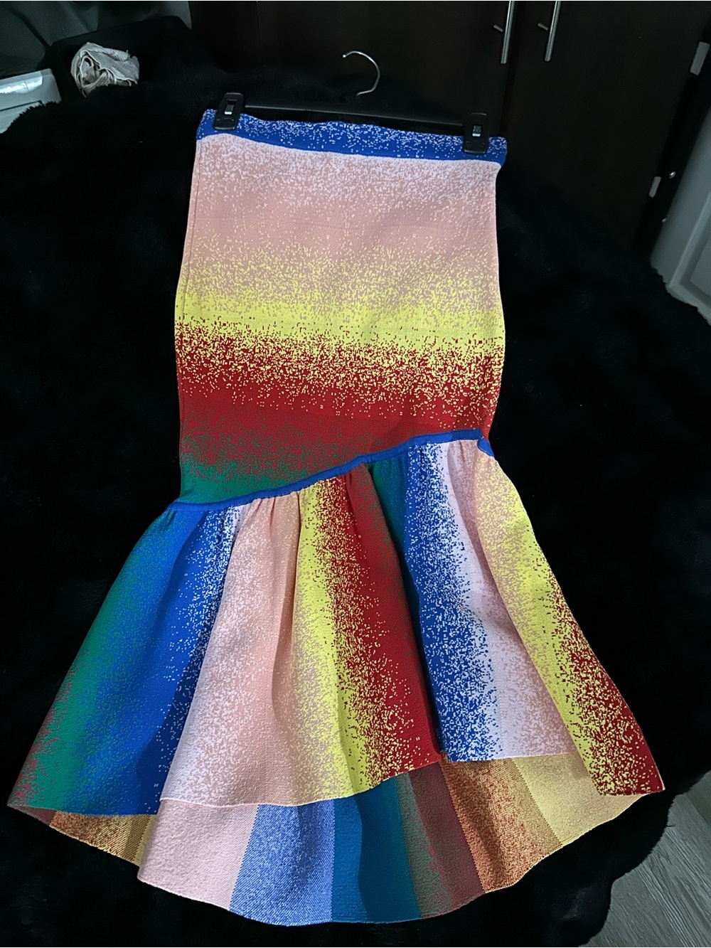 AMUR Multicolor Gradient High-Low Mermaid Hem Skirt